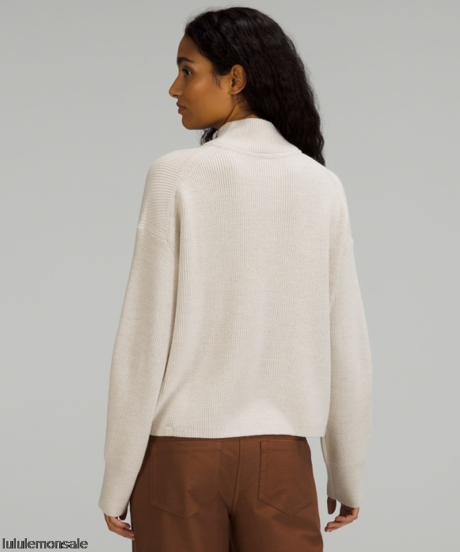 Lululemon Damen DELULU484 | Lululemon Deutschland Gerippter Rollkragenpullover Aus Einer Merinowollmischung In Naturelfenbein Meliert